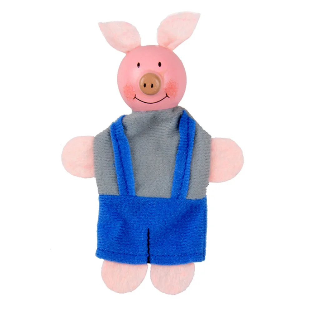 4 шт. Детские пальчиковые куклы деревянные маленькие поросята волк мини плюшевые