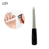 lizy double side black handle nail files stainless steel women nail art manicure toenail grooming beauty pedicure foot care tool
