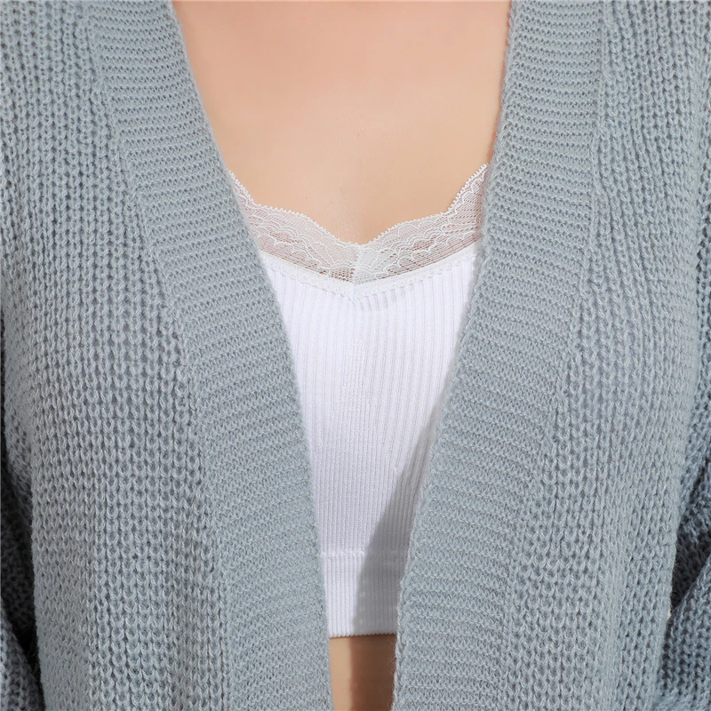 

Autumn Knitted Cardigan Sweater For Women New Loose Long Sleeve Pockets Sweater Solid Casual Ladies Long Coat
