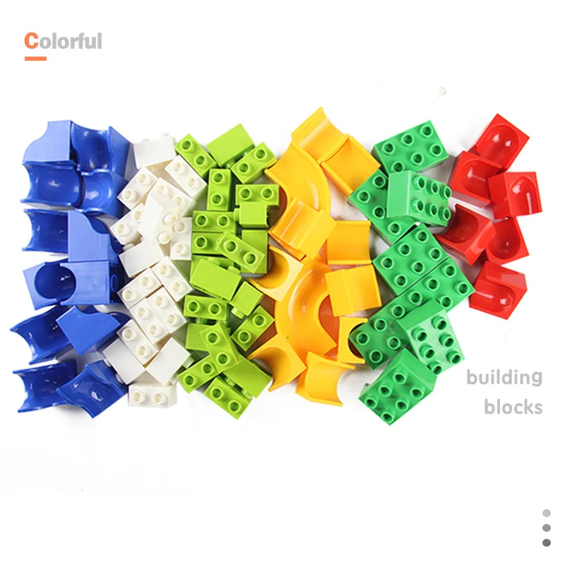 

112-224Pcs Marble Race Run Maze Ball Track Big Size Brick Diy Building Blocks Compatible Duploed plastic block toys for children