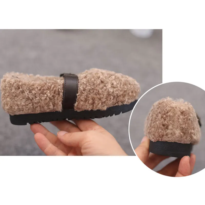 Детские мокасины с искусственным мехом слипоны подкладкой из плотного бархата