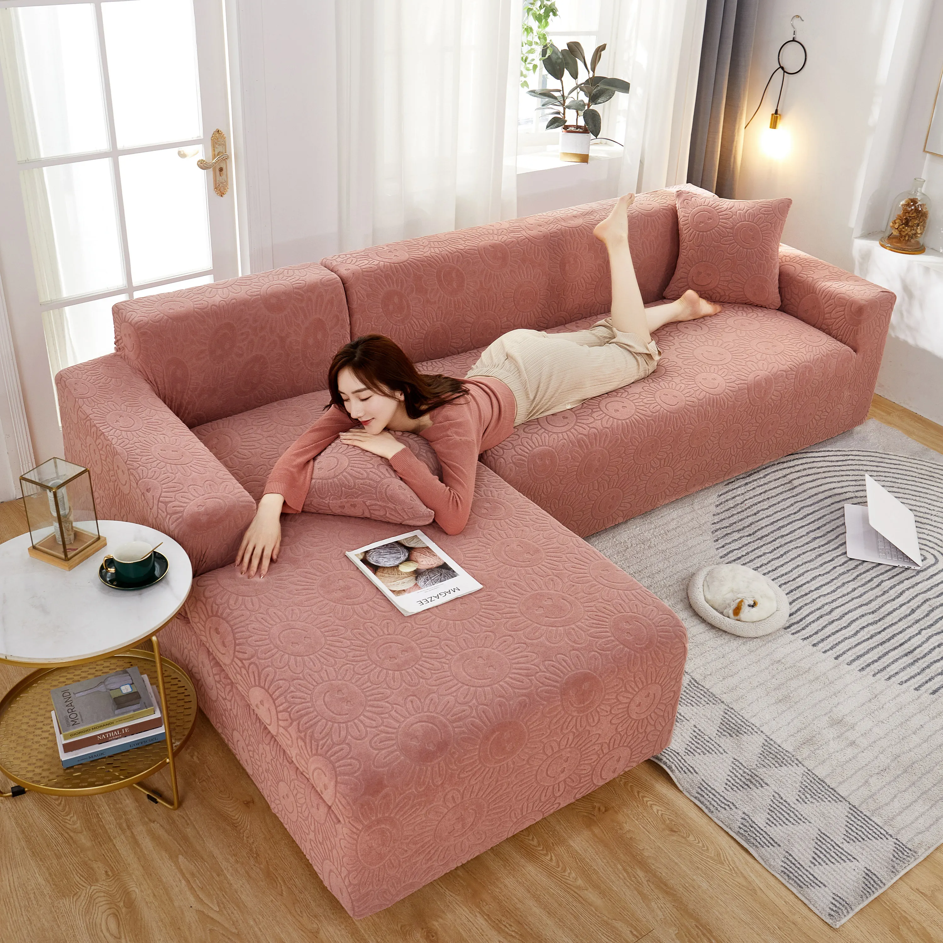 

Thick Fabric Sofa Covers for Living Room Sofa Protector Jacquard Couch Cover Corner Sofa Slipcover L Shape Home Decor 1PC