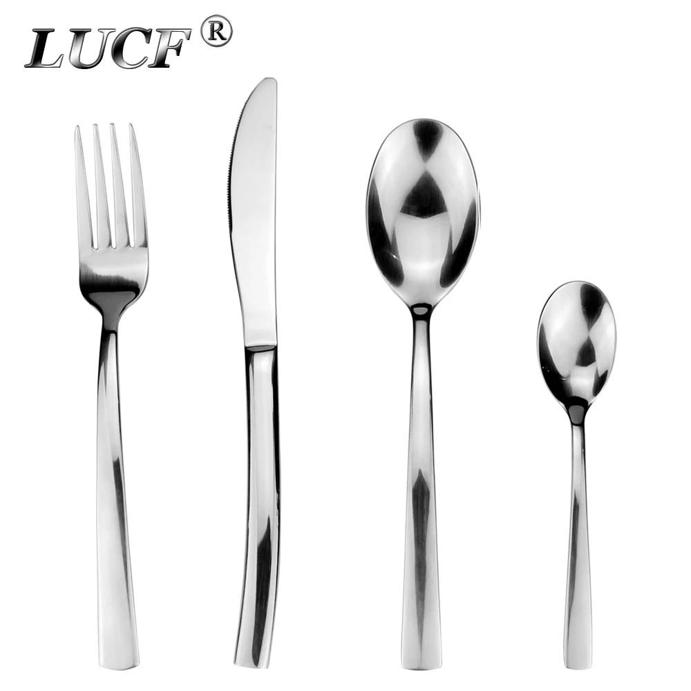 LUCF Стильные Столовые приборы из нержавеющей стали в западном стиле зеркальный