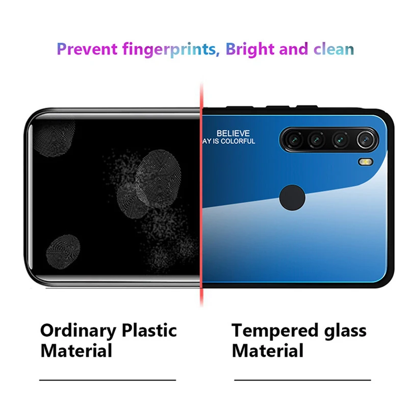 Tempered Glass Case For Xiaomi Redmi Note 8 pro Gradient Bumper Hard Back Full Cover Global Version |