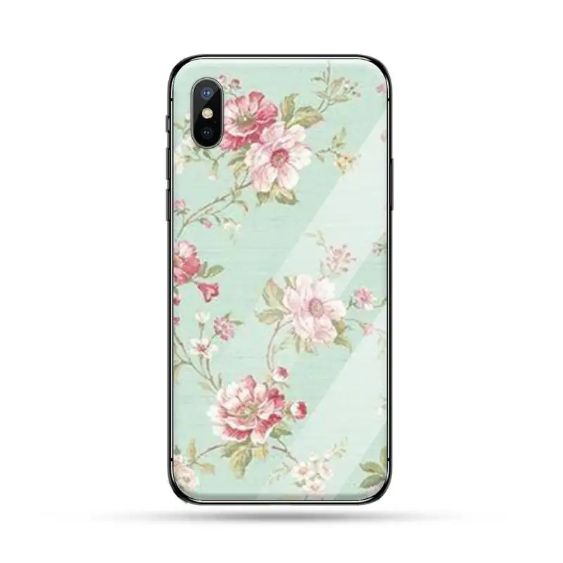 

Flower Emboss Phone Case Tempered glass For iphone 5C 6 6S 7 8 plus X XS XR 11 PRO MAX