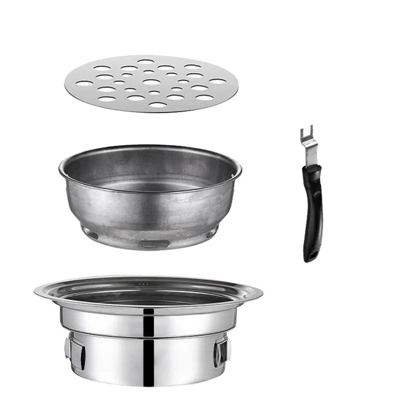 

Stainless Steel Outdoor Camping Charcoal Grill Round Non-Stick Grill Portable Charcoal Grill