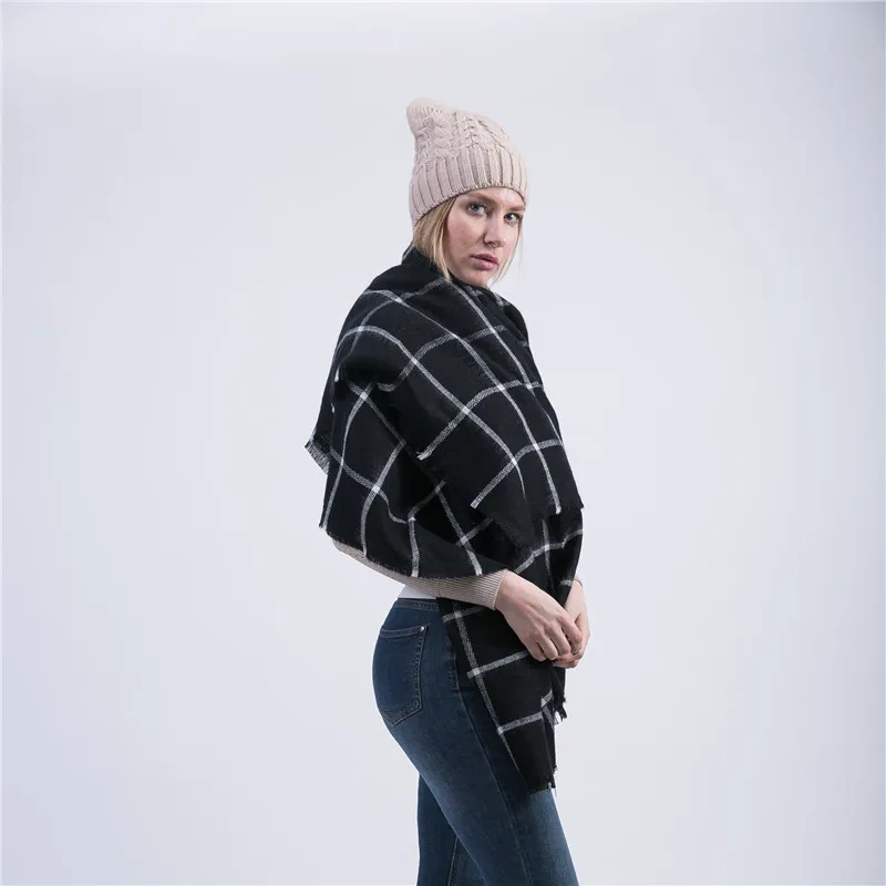 Jinjin.QC 2019 New Fashion Women Winter Cashmere Scarfs Very Comfortable Plaid Scarf Beautiful Warm |