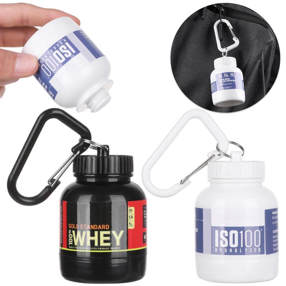 

1PC 100ML Portable Protein Powder Bottle With Keychain Health Funnel Medicine Advertising Bottle Water Cup Outdoor Sports Bottle