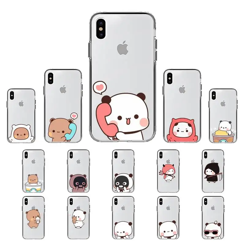 

YNDFCNB Cute Bear Cartoon Animal Peach Goma Phone Case for iphone 13 11 12 pro XS MAX 8 7 6 6S Plus X 5S SE 2020 XR cover