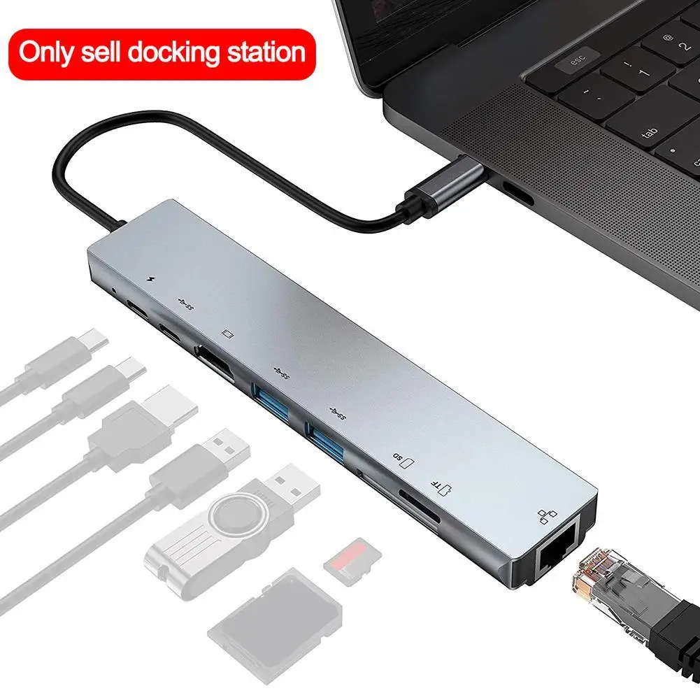 8 в 1 4 многопортовый Тип C USB совместимому с HDMI адаптер 3 0 кабель хаб для Macbook Aux