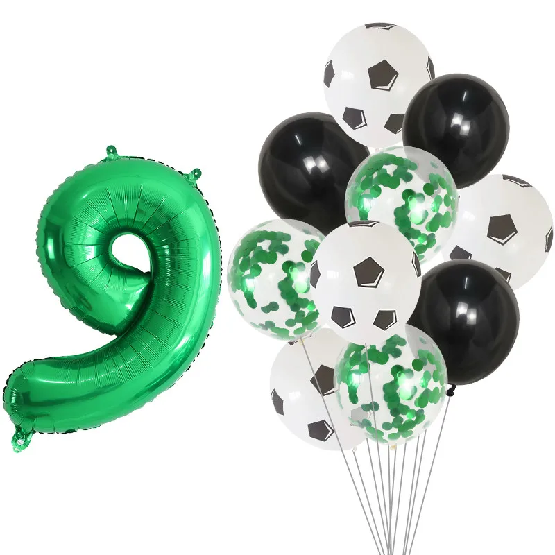 

11pcs/set 12inch Football Confetti Latex Balloons 30inch Number Air Globos Soccer Theme Party Birthday Party Decoration Kids Toy