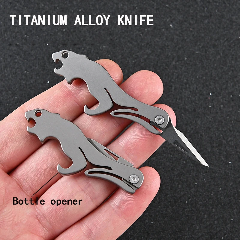 Леопардовый складной нож из чистого титанового сплава мини карманные складные
