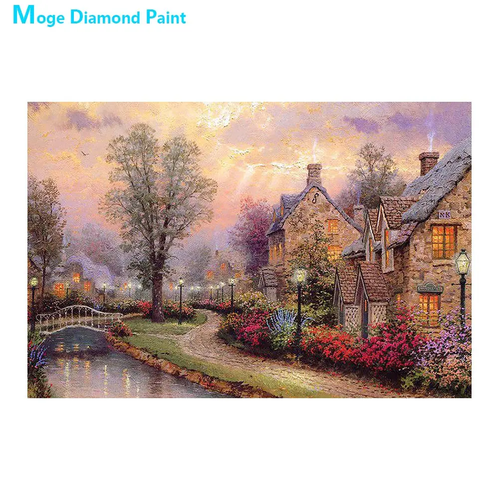 

Rural Scenery Diamond Painting Oil House Scenic Round Full Drill Nouveaute DIY Mosaic Embroidery 5D Cross Stitch Home Decor Gift