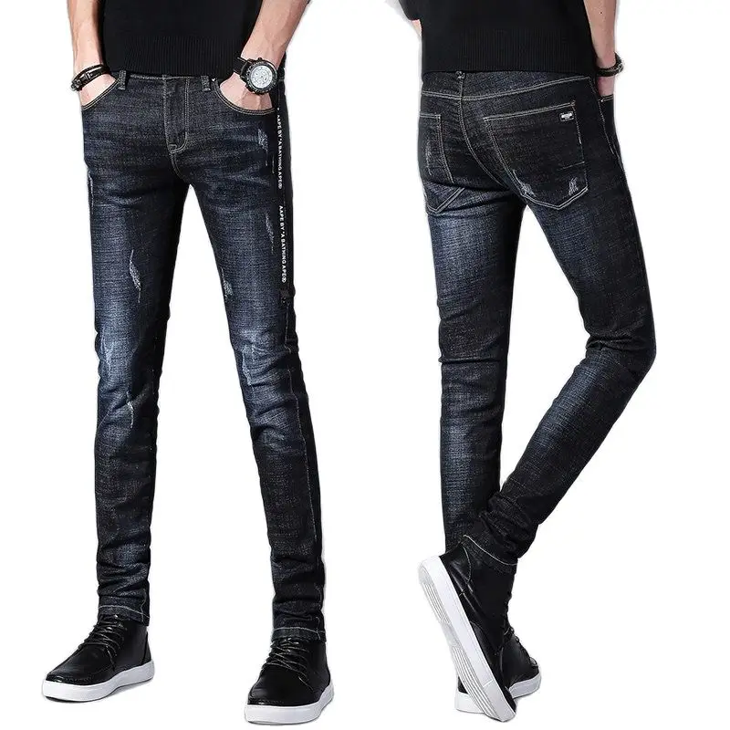 

Autumn Winter 2021 New Cotton Men's Jeans Men Jeans Pants Slim Fit Casual Pants Korean Fashion Man Youth Stretch Long Trousers