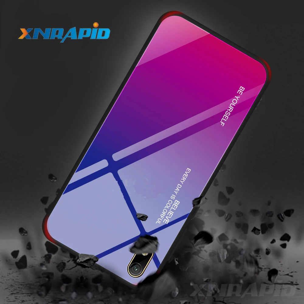 For Honor 8S 8 S Case Gradient Tempered Glass Hard TPU Silicone Frame Back Cover for Huawei Y5 2019 Shockproof |