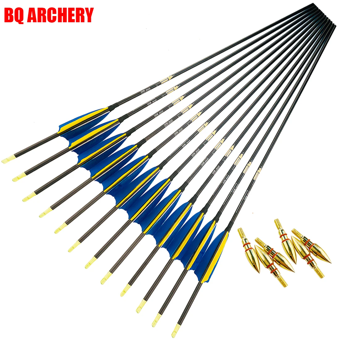 Arrows Horseback Fast Shooting Archery Nock Arrows Pure Carbon ID6.2mm Spine300-800 Compound Bow Shooting 12PCS