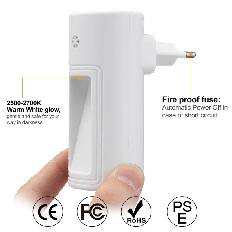 2 LED PIR Motion Sensor Night Light Bathroom Lamp Lighting Bulb Plug In US/UK/EU | Лампы и освещение
