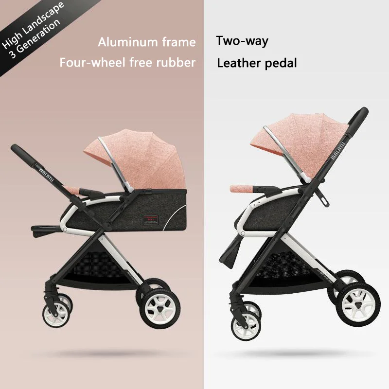 

High Landscape Baby Stroller Bidirectional Push Baby Stroller Ultra Light Folding Umbrella Carts