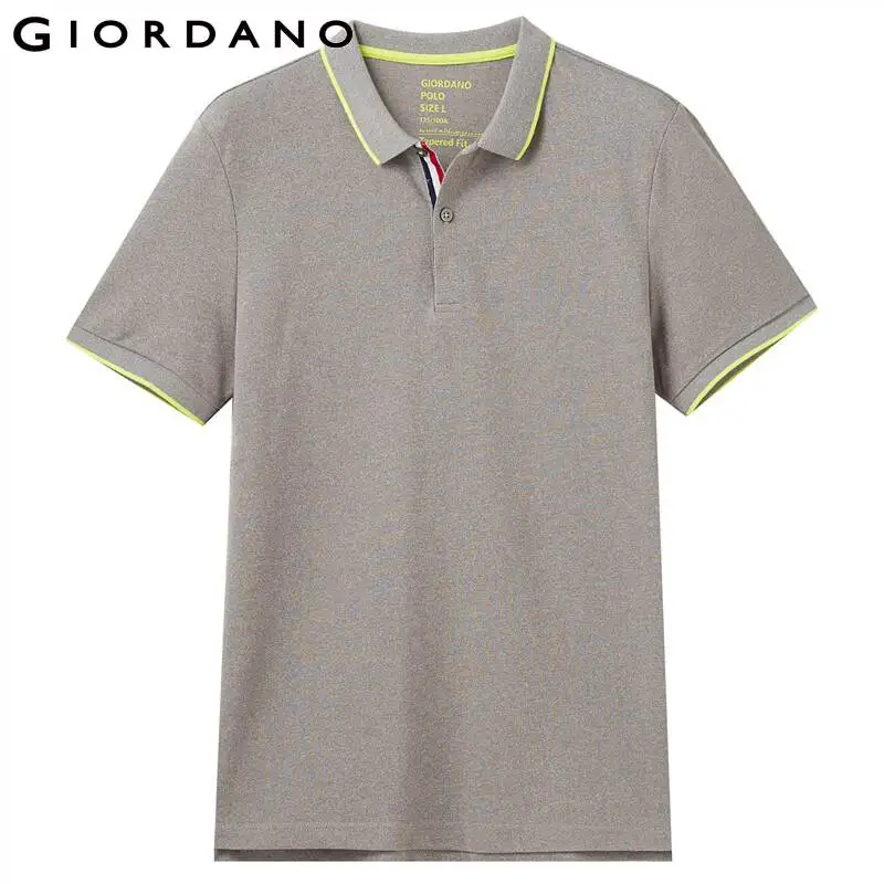 Мужская рубашка поло с коротким рукавом Giordano контрастная отложным воротником и