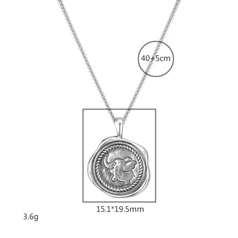 

Flyleaf 18k Gold Elephant Animal Real 925 Sterling Silver Necklace For Women Chain Fine Jewelry Vintage Necklaces & Pendants