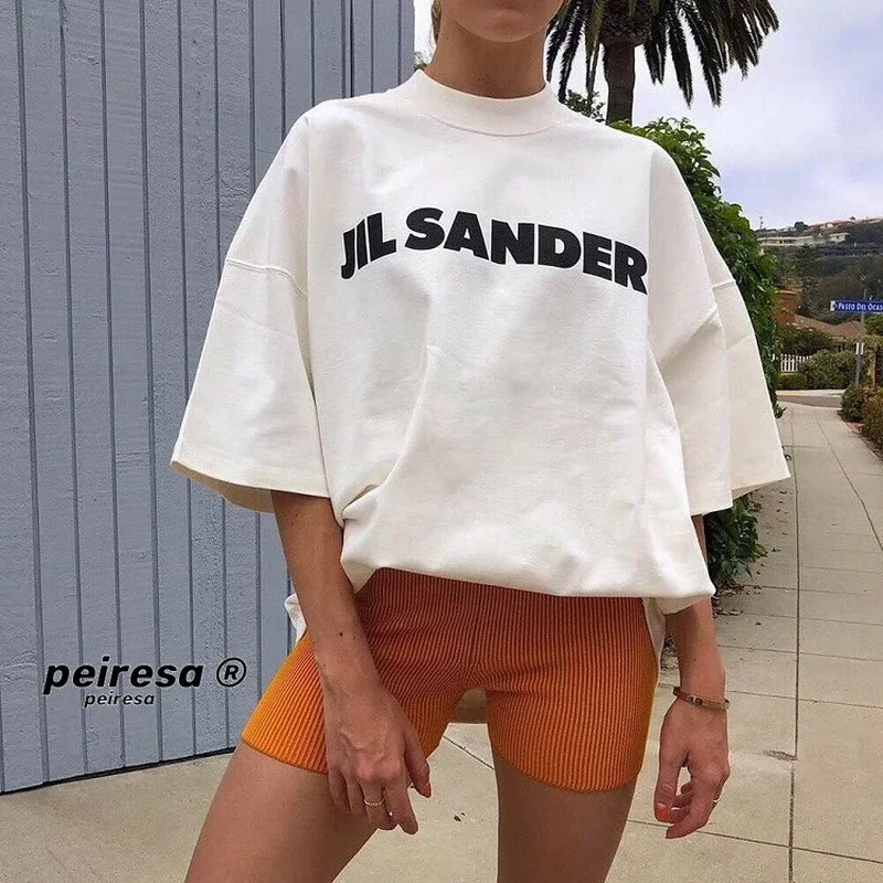 

Женские модные и свежие футболки с буквенным принтом, белая свободная футболка с коротким рукавом, женские футболки средней длины для пар, ...