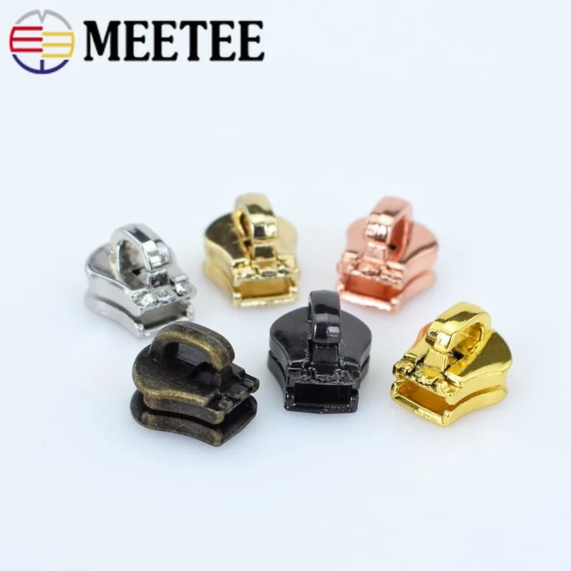 

50Pcs Meetee 5# Alloy Zipper Sliders For Metal Zippers Bag Zips Head Zip Repair Kit Garment DIY Clothing Accessories