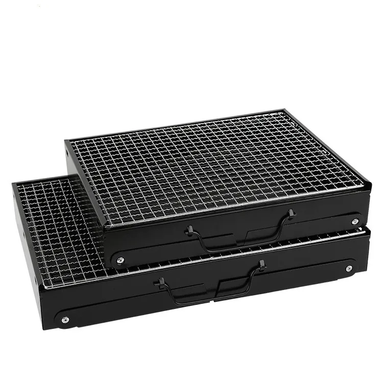 

Outdoor Portable Barbecue Charcoal Grills Stoves BBQ Small Size Black Steel Stove Folding Barbecue Rack Charcoal Barbecue Tools