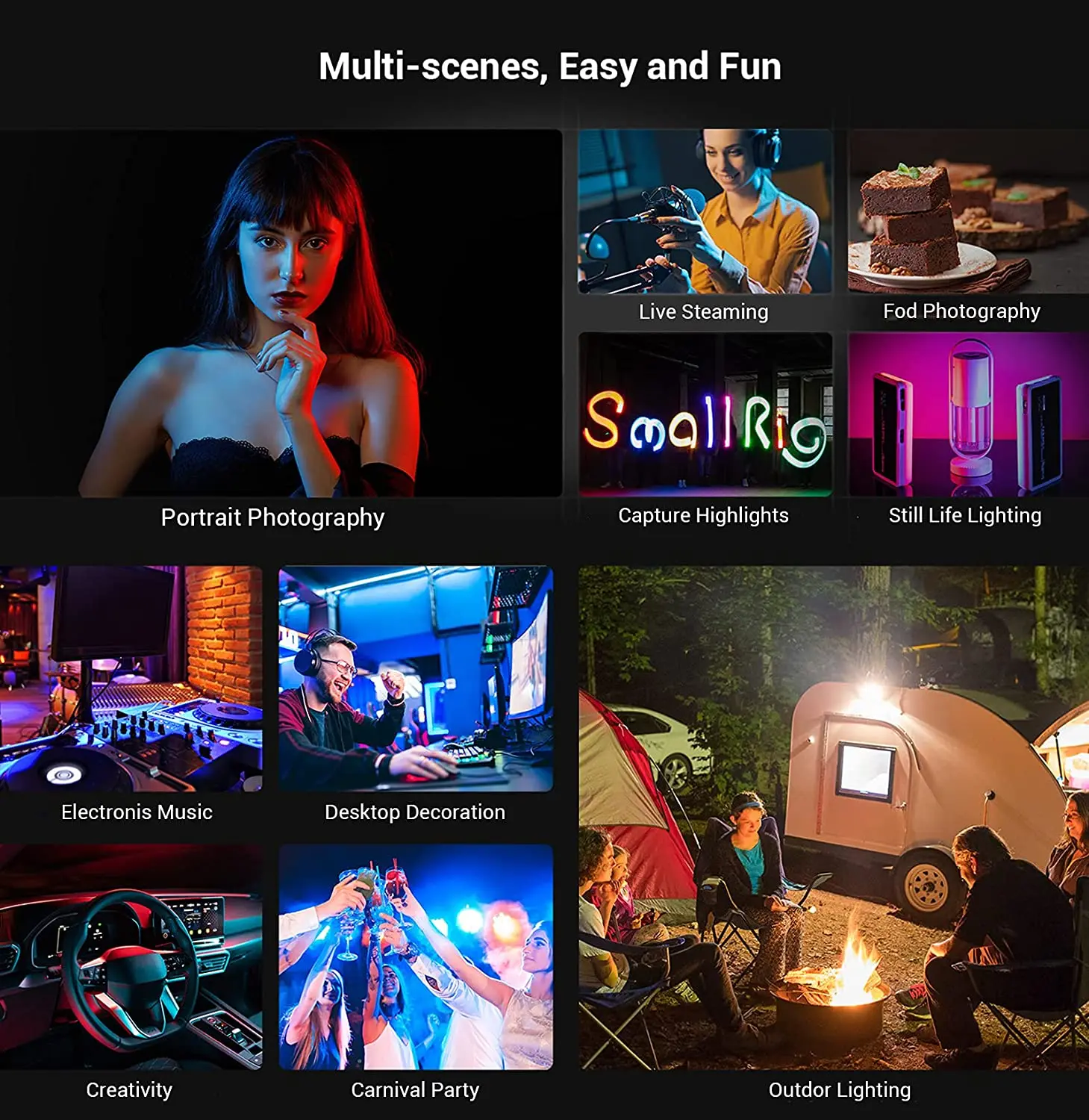 Осветительная панель SmallRig RGB с шаровой головкой полноцветсветильник