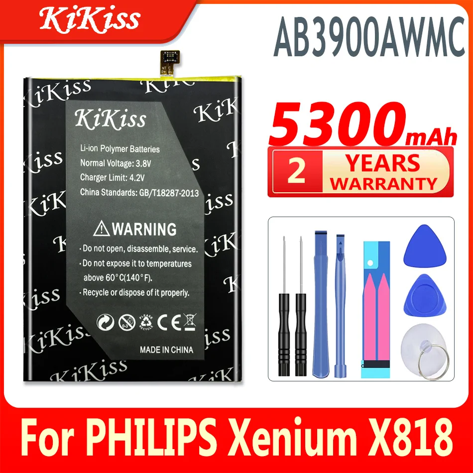 KiKiss-batería Original para teléfono inteligente PHILIPS, AB3900AWMC, 5300mAh, X818, Xenium, CTX818