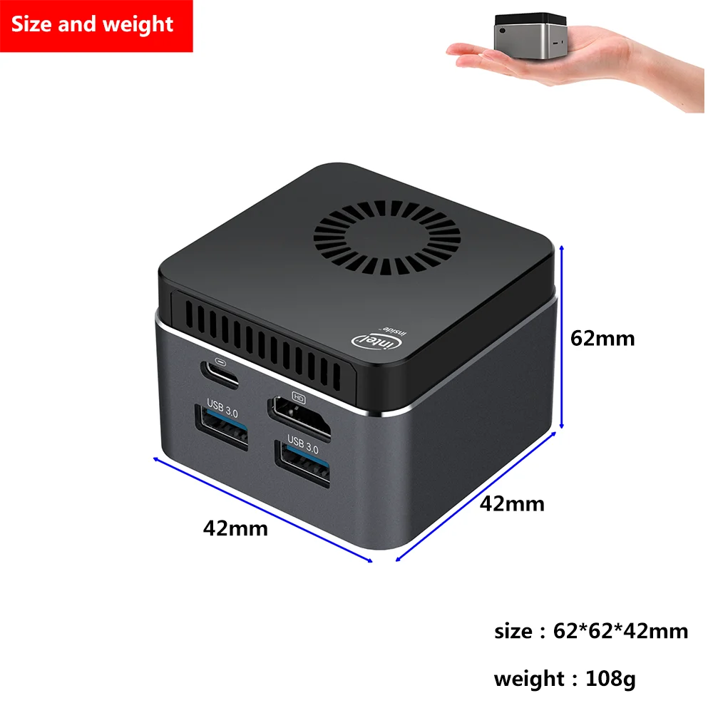 Мини компьютер M1T мини с Linux Celeron N4100 /J4125 8 ГБ ОЗУ 128/256/512 ГБ/IT ПЗУ USB3.0 BT4.2 Двойной Wi Fi 2