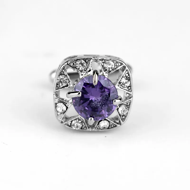 Модные Роскошные пурпурные запонки с кристаллами высшего качества Стразы дизайн