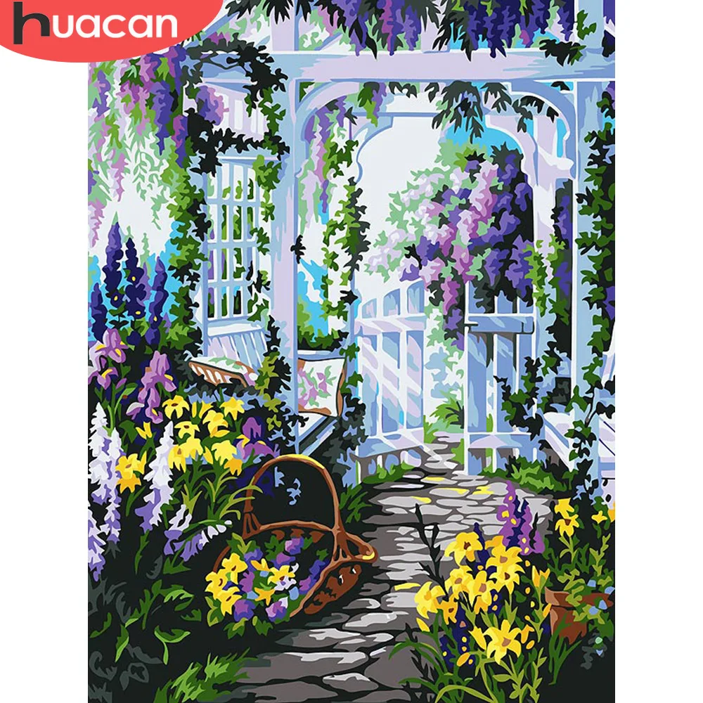 

HUACAN краска по номерам цветы ручная краска ed наборы Рисование холст DIY Масляные картины по номерам Сад домашний Декор подарок