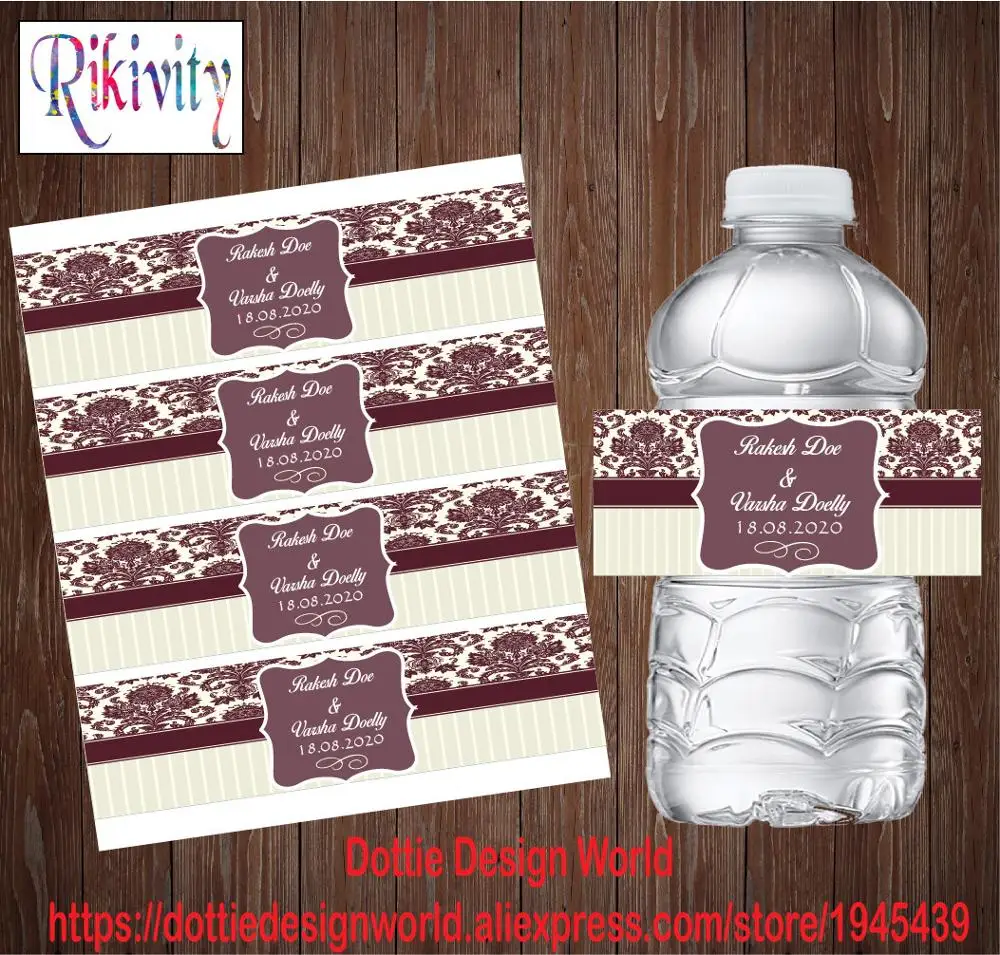Винтажные свадебные этикетки Rikivity на заказ для бутылок с водой вина пива конфет