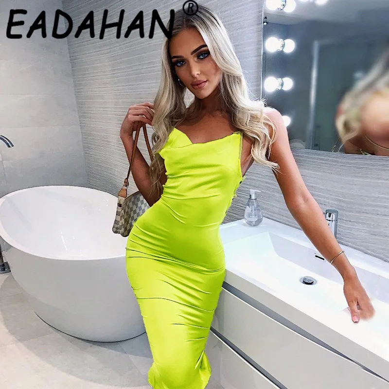 

Eadahan 2021 модная Женская осенне-зимняя новая флуоресцентная цветная кружевная привлекательная трапециевидная юбка с открытой спиной