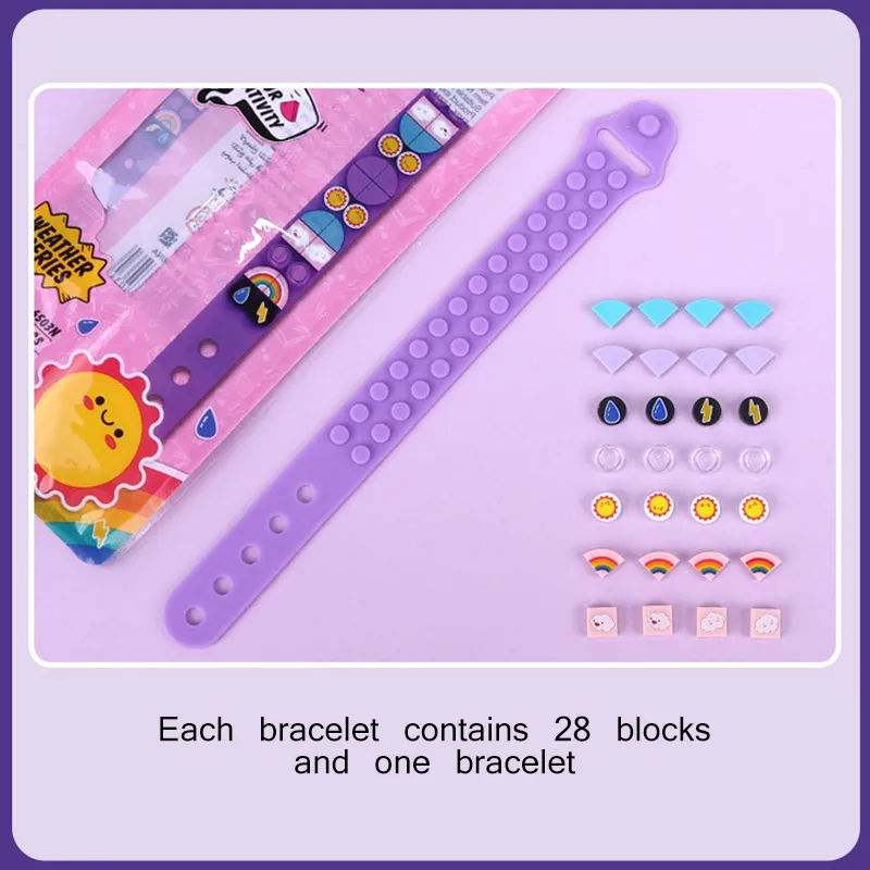 Творческий DIY игрушка кирпичи Дети блок браслет регулируемый длина Обучающие