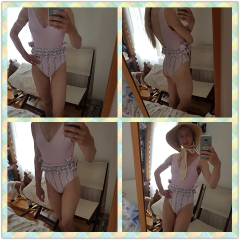 Belleziva/милый Цельный купальник для девочек розовый винтажный с бантом и открытой