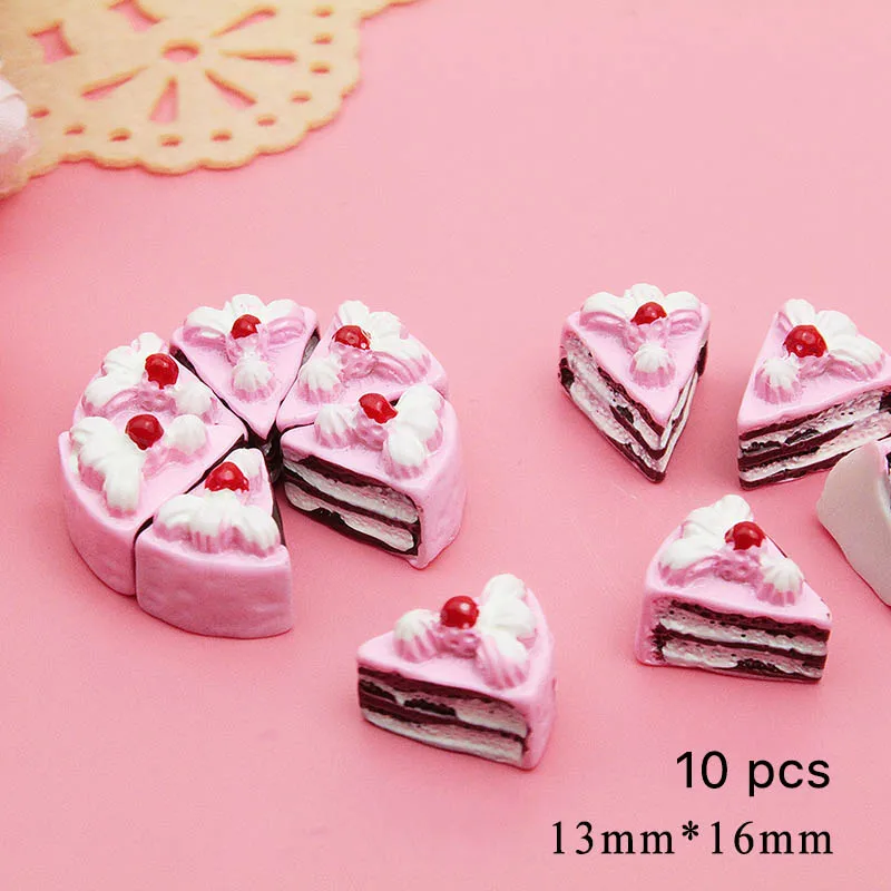

10Pcs/Set Doll House Ornament Pretend Play Toys Imitation Strawberry Cake DIY Craft Resin House Ornament