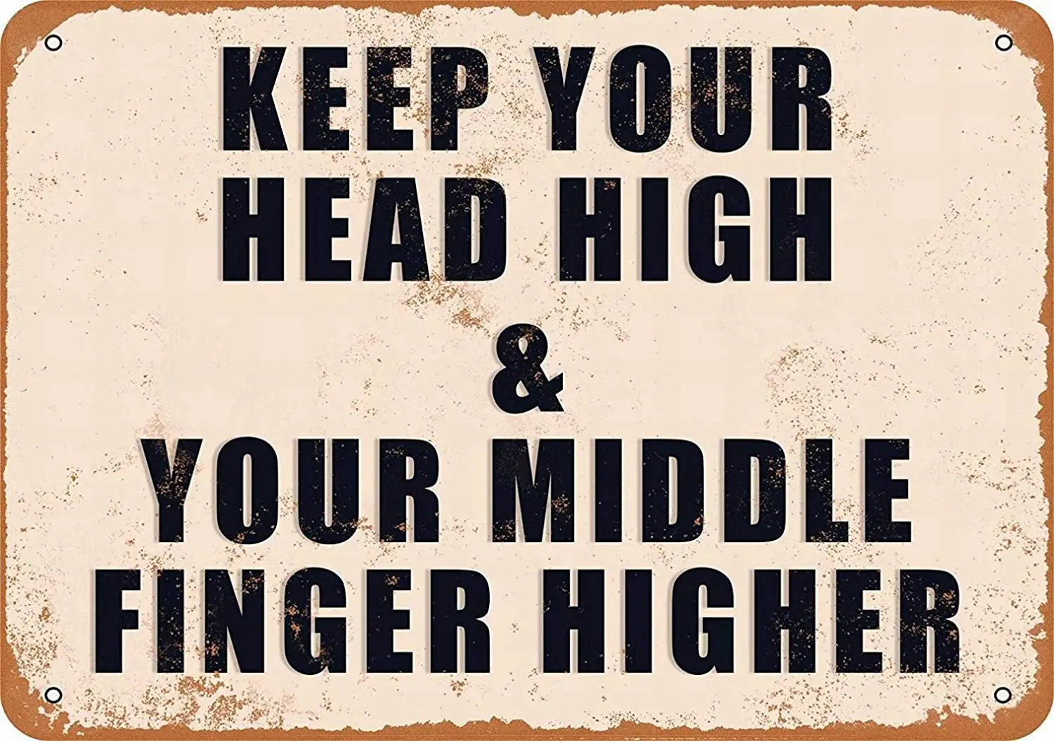 

Fsdva 8 x 12 Metal Sign - Keep Your Head Middle Finger High - Vintage Wall Decor Art