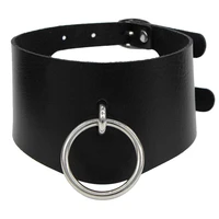 new black leather round choker necklace collar neck punk necklace goth choker women girls trendy rock sexy gothic jewelry