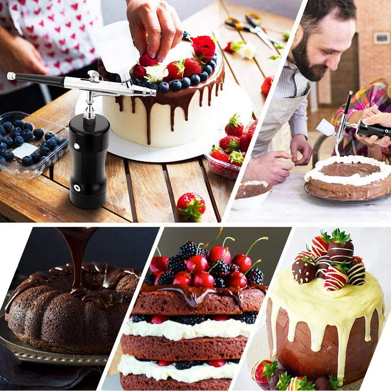 

Airbrush Kit, Mini Double Action Rechargeable Airbrush 20CC 40CC Cup Air Compressor, for Crafts, Paint Decoration