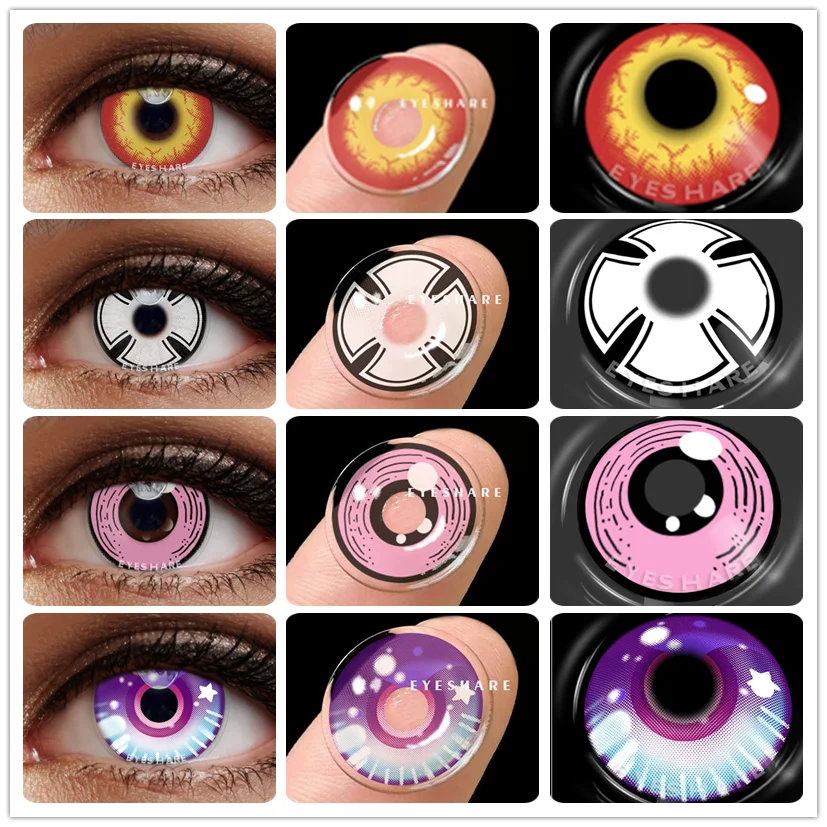 Цветные контактные линзы EYESHARE для глаз 2 шт. синего цвета Хэллоуина аниме косплея