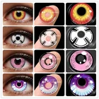 Цветные контактные линзы EYESHARE для глаз, 2 шт., контактные линзы синего цвета, для Хэллоуина, аниме линзы для косплея Beauty, макияж на год, розовый