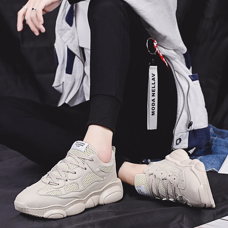 Новинка мужская повседневная обувь из сетчатого материала на шнуровке легкие