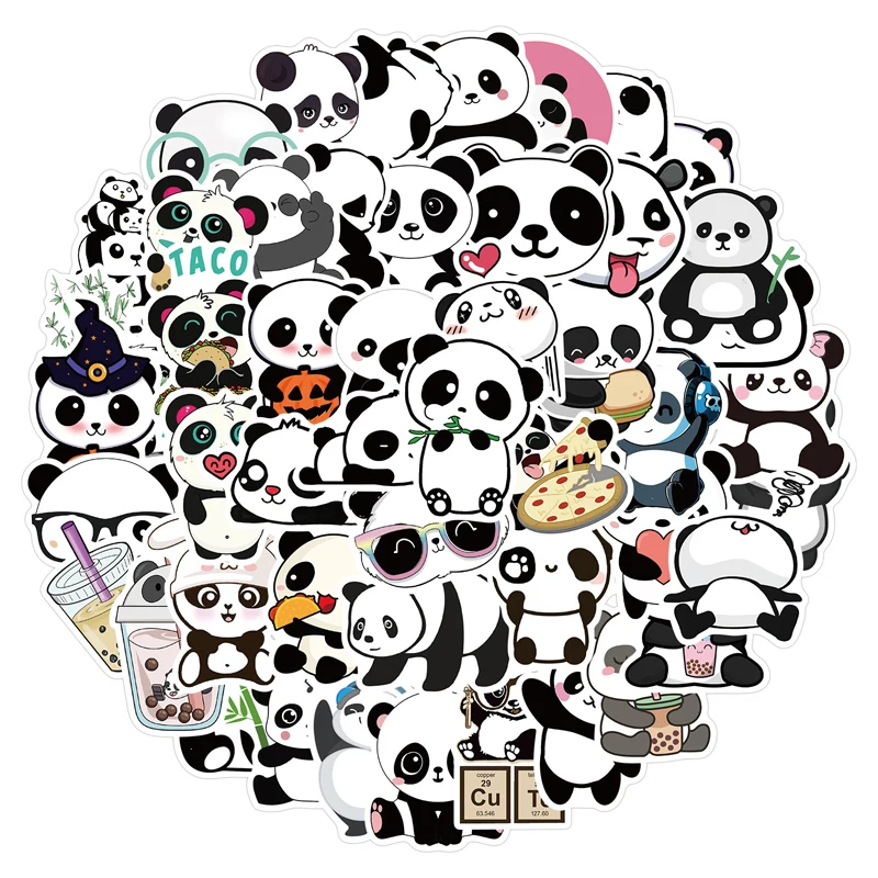 

50 pcs Big Size Cartoon Panda Graffiti Stickers Decoration Motorcycle Luggage Waterproof Stickers
