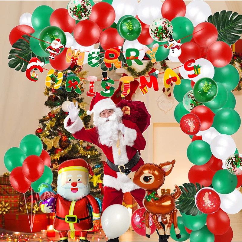 

Merry Christmas Balloon Set Creative Latex Balloon Colorful Xmas Party Background Wall Decoration frrg