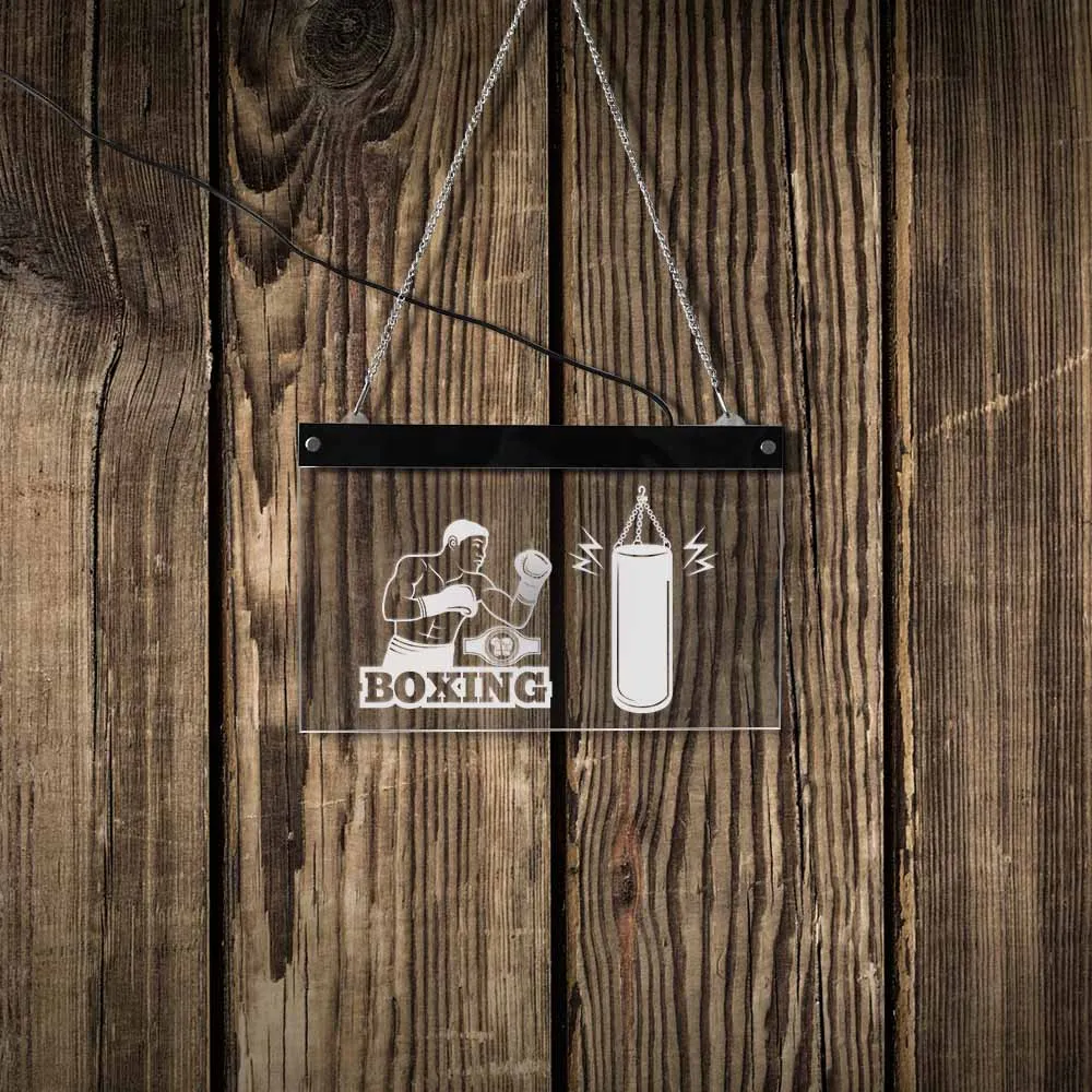 Светодиодный неоновый подвешивающийся акриловый щит для боксеров мужчин боев