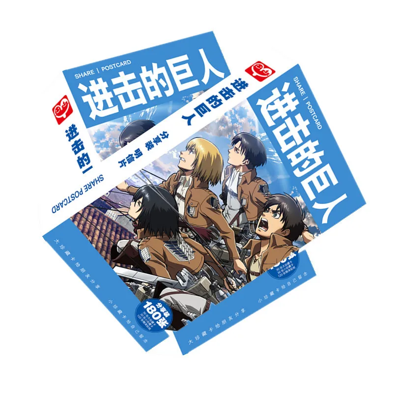 Аниме атака на Титанов Fanart Eren Mikasa Ackerman Levi открытка почтовые открытки стикер Artbook