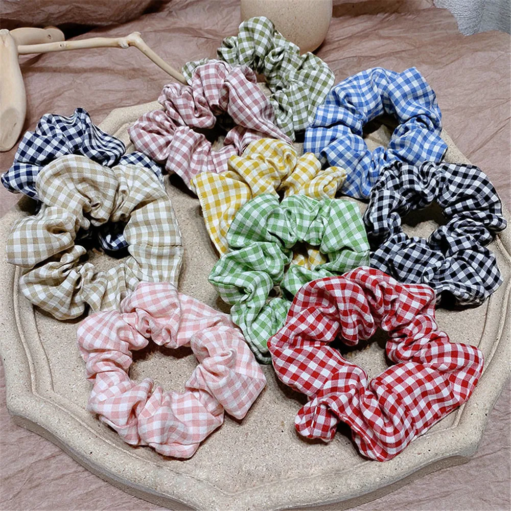 

Wild Small Plaid Hair Ring Rubber Band Hairline Simple Print Headband Headwear Adult Hair Accessories Women