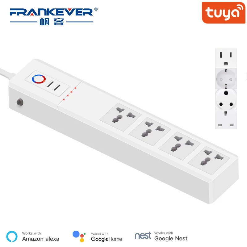 Универсальный Смарт удлинитель FrankEver 16A индийский Wi Fi разъем 4AC 2USB порта с защитой