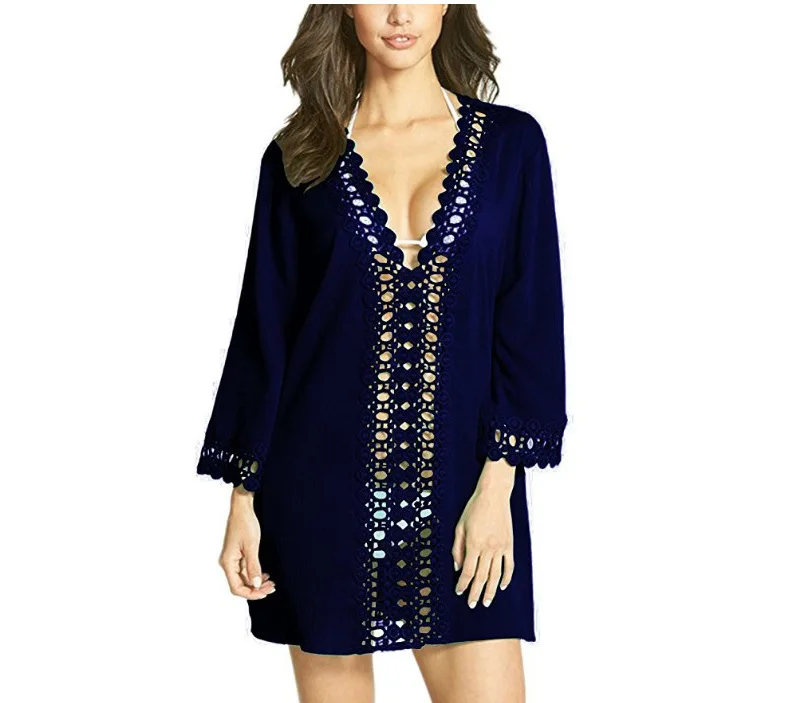 

summer new sexy lace crochet hollow beach blouse women